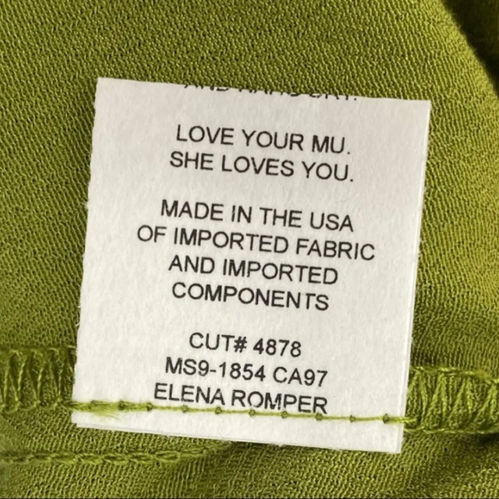 Show Me Your Mumu Romper Womens Small Green Elena Wrap Front Flutter Cap Sleeve